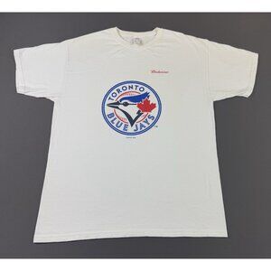 Vintage Y2K Toronto Blue Jays Budweiser MLB Baseball White Shirt Promo Canada L